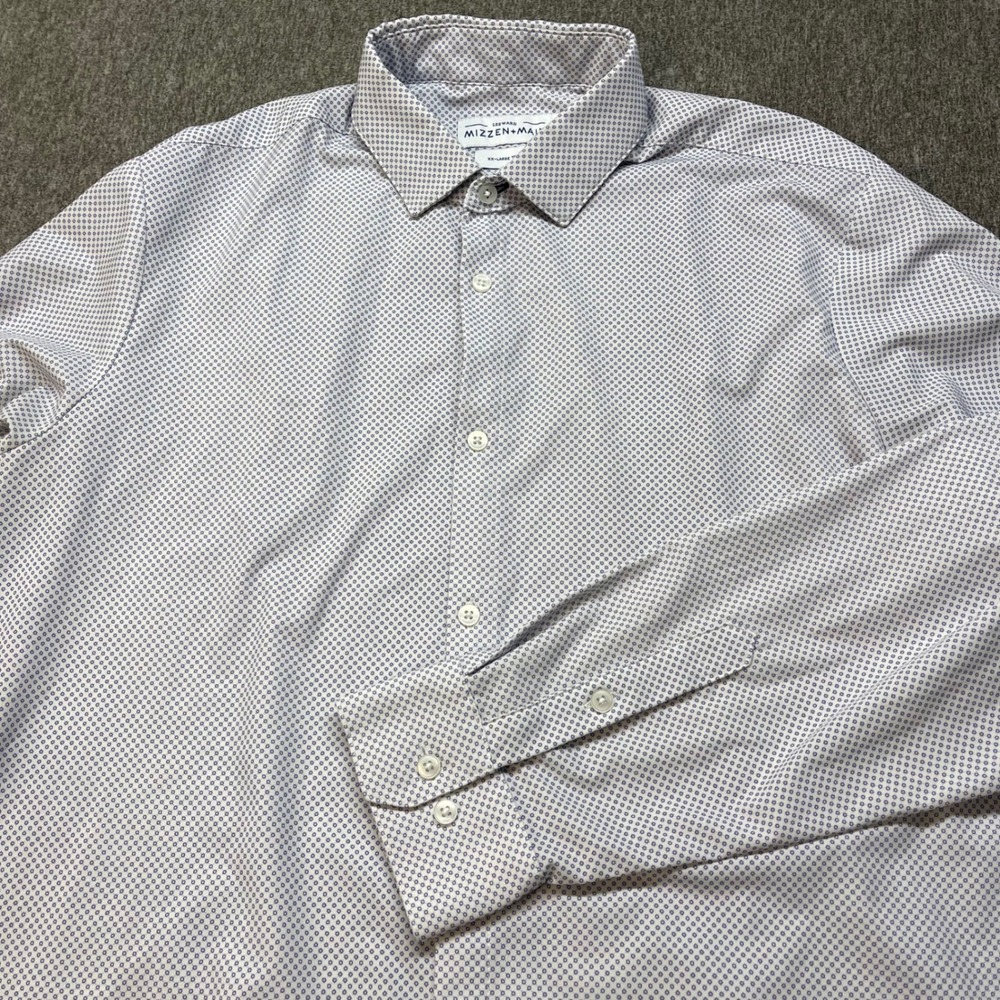 Mizzen + Main Leeward Dress Shirt Mens XXL Trim Fit Micro Print‎ Stretch